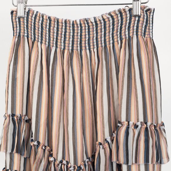 Derek Lam 10 Crosby Orange Striped Silk Ruffle Mini Skirt - Picture 3 of 9